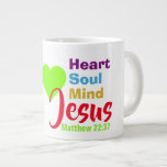 Love Jesus  - Jumbo Mug<br><div class="desc">Jumbo Some days, a regular size cup of joe just won’t do. When you need that extra jolt of caffeine, reach for your extra-large coffee mug from Zazzle. It will accommodate a full 20-ounce Venti pour. Perfect for soup, cereal, ice cream, or chilli too! This giant mug features a C-shaped...</div>