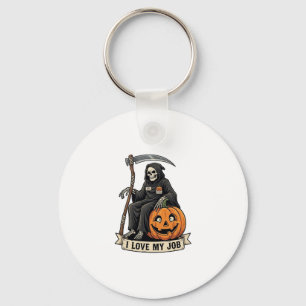 Love Job Grim Reaper Halloween Pumpkin Scythe_1 Key Ring