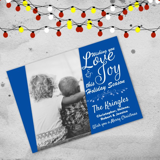 Love & Joy Blue Christmas Holiday Postcard (Creator Uploaded)
