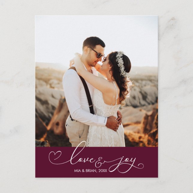 Love & Joy | Christmas Typography Photo Postcard (Front)