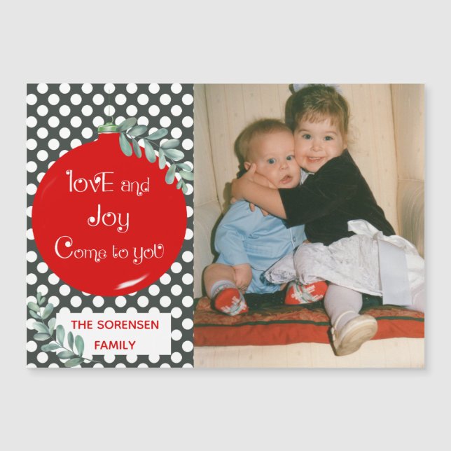 Love & Joy Come To You Holiday Photo Magnet Card (Front)