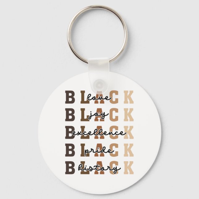 Love Joy Excellence Pride Black History African Am Key Ring (Front)