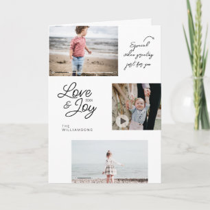 Love & Joy Family Photos QR Code Video Message Holiday Card