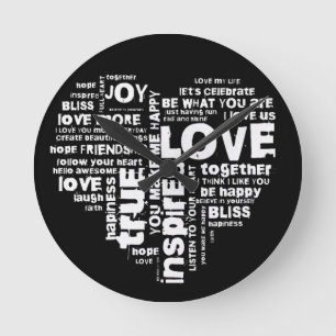 Love Joy Inspiration Words Valentine’s day Throw P Round Clock