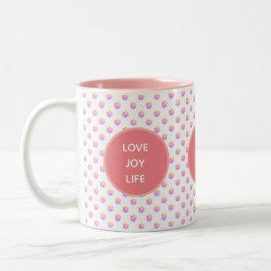 Love, Joy, Life Pink Diamonds Two-Tone Coffee Mug