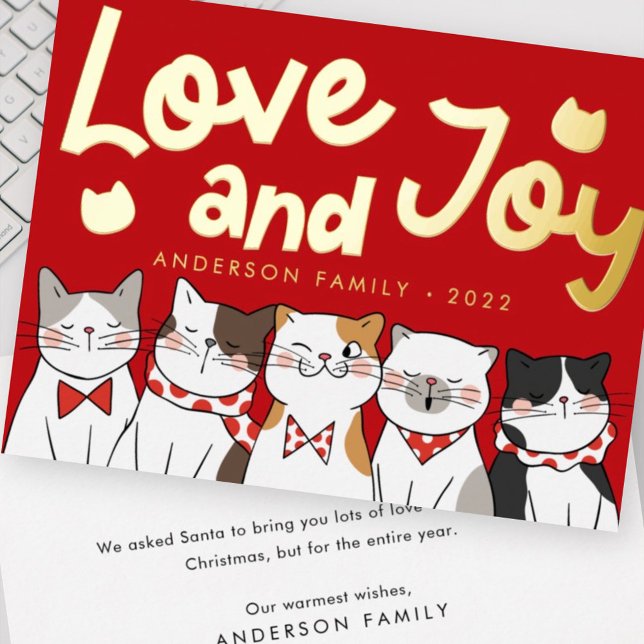 Love & Joy Modern Funny Cute Cats Caroling (Creator Uploaded)