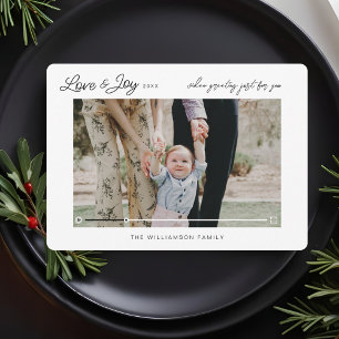 Love & Joy Modern Minimal QR Code Video Message Holiday Card