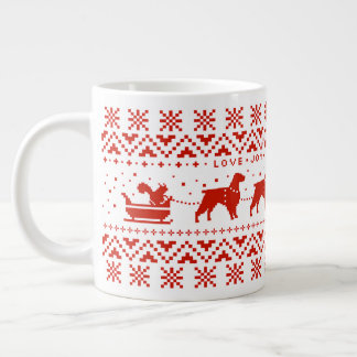 Love Joy Peace Brittanys Festive Christmas Dogs Large Coffee Mug