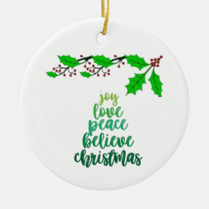 **LOVE/JOY/PEACE** CHRISTMAS CERAMIC ORNAMENT