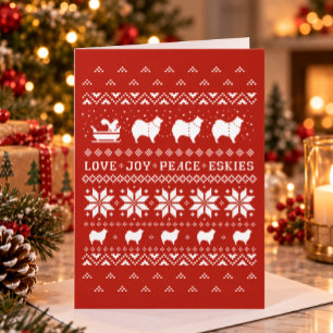 Love Joy Peace Eskies Cute Dogs Christmas Card