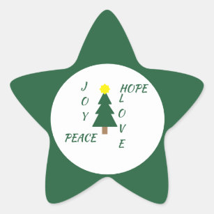 Love, Joy, Peace, Hope Christmas Star Sticker