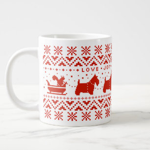 Love Joy Peace Scotties Festive Christmas Dogs Large Coffee Mug