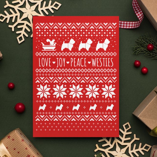 Love Joy Peace Westies Cute Dogs Christmas Card (Creator Uploaded)