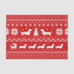 Love Joy Peace Wiener Dogs | Dachshunds Christmas Tissue Paper<br><div class="desc">Cute and funny red and white Xmas pattern with a squirrel riding a sleigh pulled by Dachshunds. Love, Joy Peace, Wiener Dogs. Make your gifts extra special with this festive Christmas sweater pattern tissue paper. Cushion delicate objects or accent a party bag. An original Dachsie lover's design for crafty projects,...</div>
