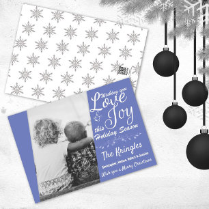 Love & Joy Periwinkle Christmas Holiday Photo Card