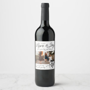 Love & Joy QR Code Video Message Family Photo Wine Label