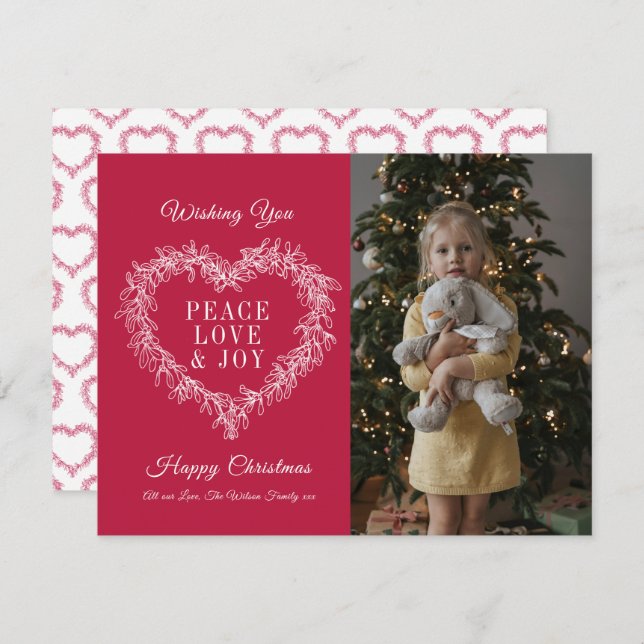 Love joy red mistletoe heart photo Christmas (Front/Back)