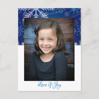 Love & Joy Snowflakes Custom Photo Postcard