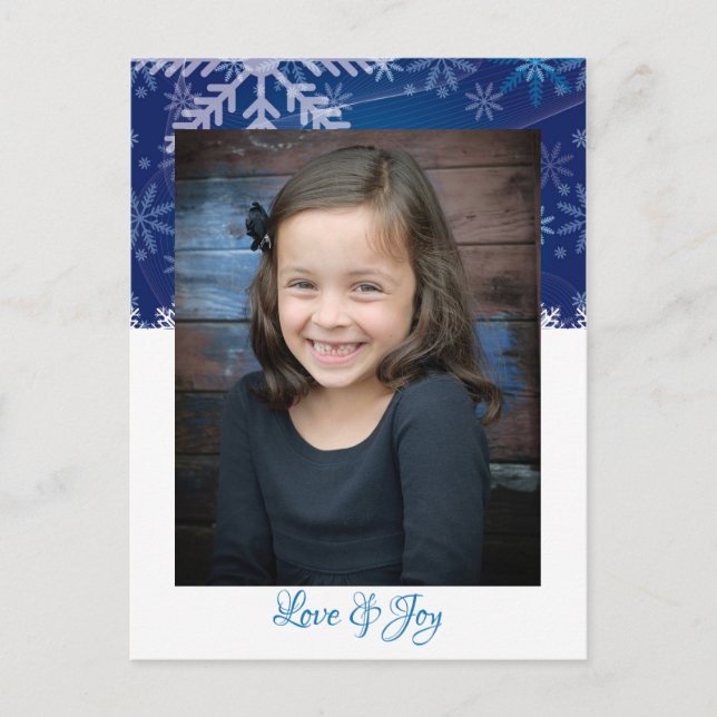 Love & Joy Snowflakes Custom Photo Postcard (Front)
