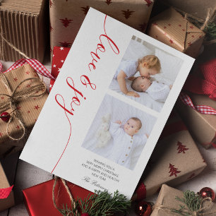Love & Joy Two Photo Family Christmas Minimalist Holiday Card