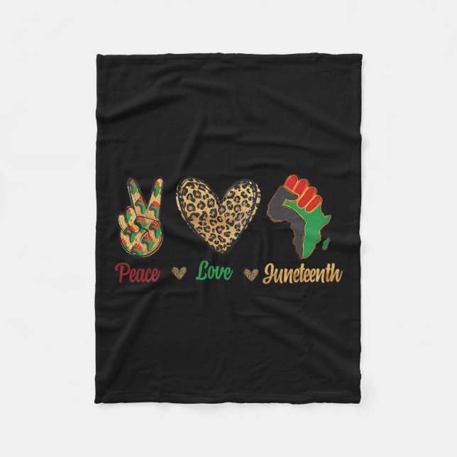 Love Juneteenth Black Pride Independence Day Leopa Fleece Blanket (Front)