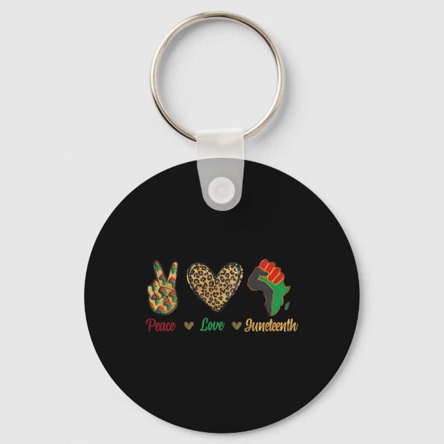 Love Juneteenth Black Pride Independence Day Leopa Key Ring (Front)