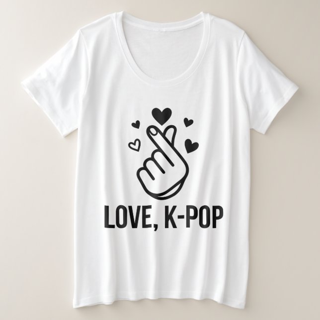 Love, K-POP Finger Heart Graphic Tee (Design Front)