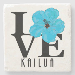 LOVE Kailua Blue Hibscus Stone Coaster