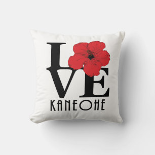 LOVE Kaneohe Red Hibiscus Cushion