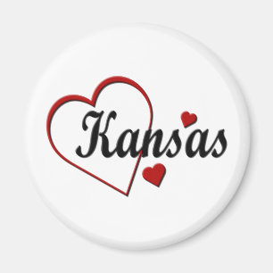 Love Kansas Hearts Magnet