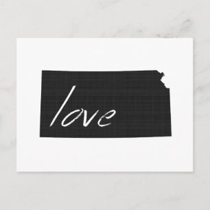 Love Kansas Map Shaped Antique Black Chalkboard Postcard