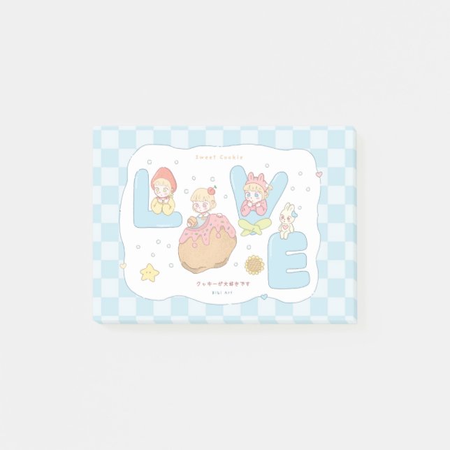 LOVE Kawaii Pastel Alphabet Illustration 💕🍓🐰  Post-it Notes (Front)