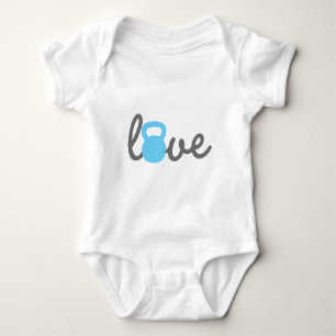 Love Kettlebell Blue Baby Bodysuit