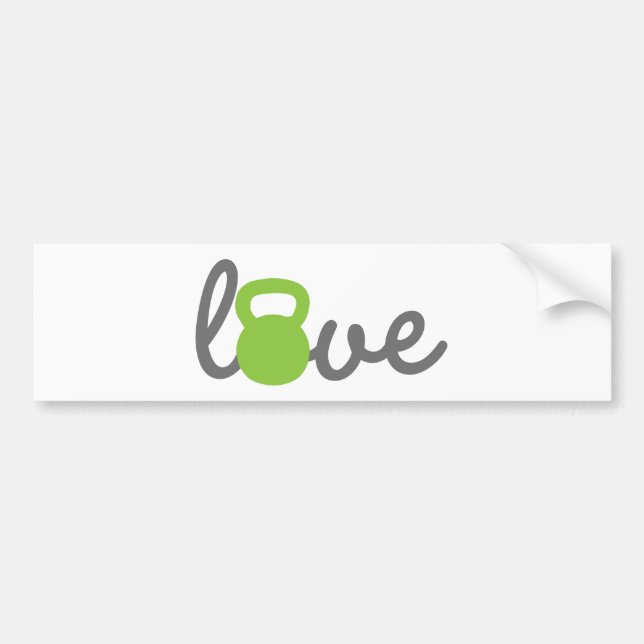 Love Kettlebell Green Bumper Sticker (Front)