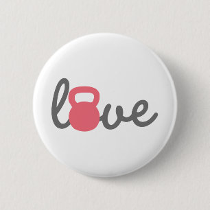 Love Kettlebell Pink 6 Cm Round Badge