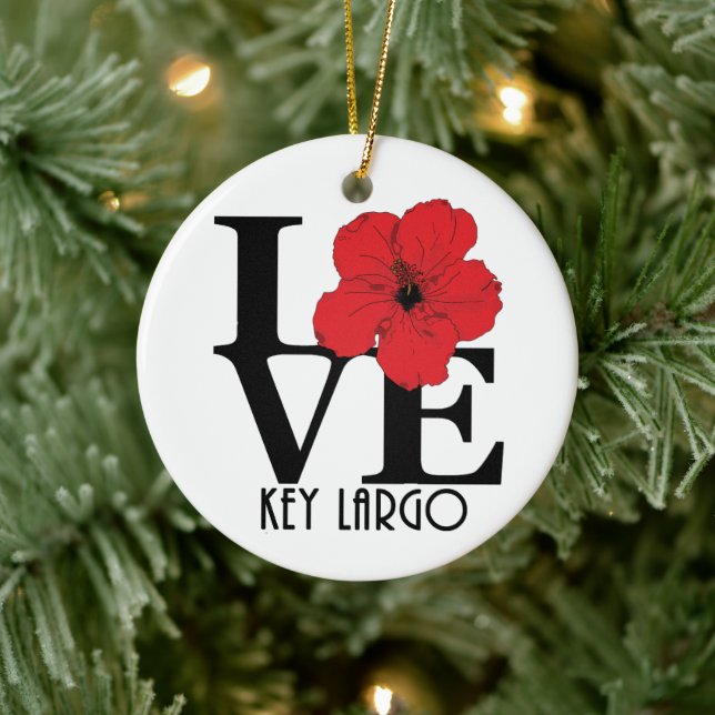 LOVE Key Largo Red Hibiscus Ceramic Tree Decoration (Tree)