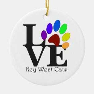 LOVE Key West Cats Ceramic Tree Decoration