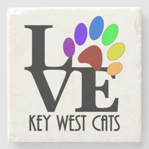 LOVE Key West Cats Stone Coaster