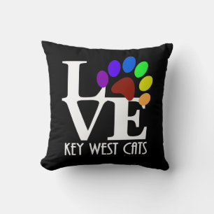 LOVE Key West Cats (white text) Cushion