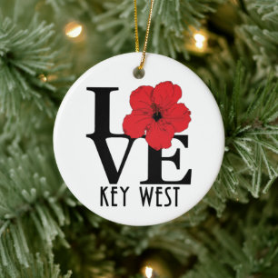 LOVE Key West Florida Ceramic Tree Decoration