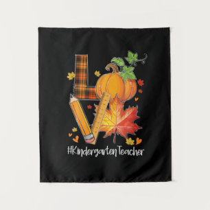 LOVE Kindergarten Teacher Fall Leaves Autumn Tapestry
