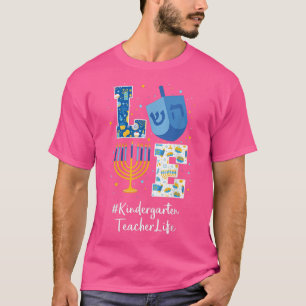 Love Kindergarten Teacher Hanukkah Jewish Chanukah T-Shirt