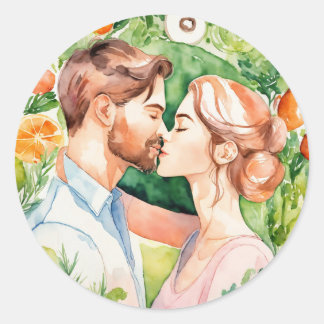 Love Kiss Bliss Classic Round Sticker