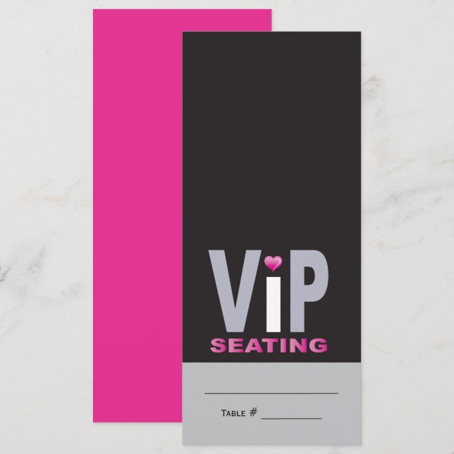 LOVE & KISSES Hot Pink Bat Mitzvah Escort Card (Front/Back)