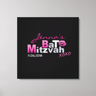 LOVE & KISSES Hot Pink Bat Mitzvah Sign-In Board Canvas Print