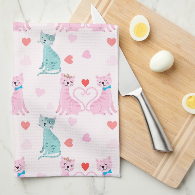 Love Kitties Tea Towel (Quarter Fold)