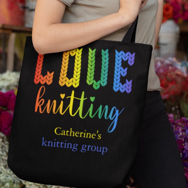 Love Knitting Colourful Cute Knitting Group Tote Bag (Creator Uploaded)
