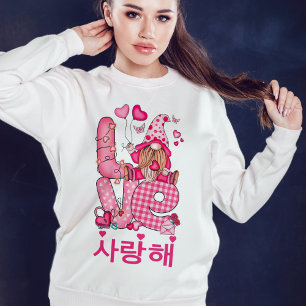 Love Korean Cute Gnome Pink Valentine Sweatshirt