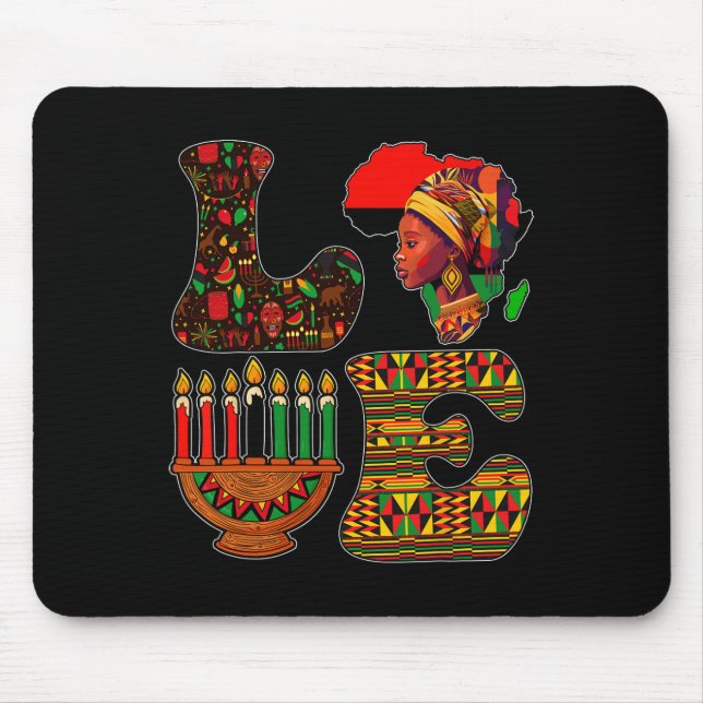 Love Kwanzaa Kinara Principles Candles Pan African Mouse Pad (Front)