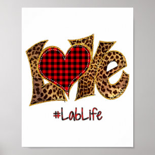Love Lab Life Leopard Mixed Flannel Valentines Day Poster